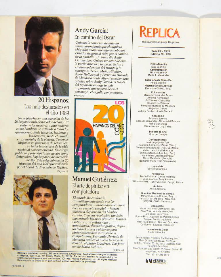 Réplica magazine, 1989 — Manuel Gutiérrez featured in the issue.