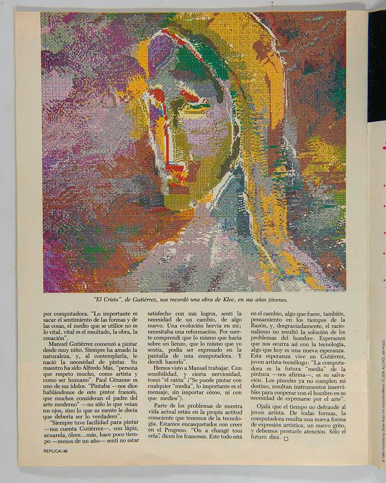 Réplica magazine, 1989 — interview on Manuel Góngora’s computer painting.